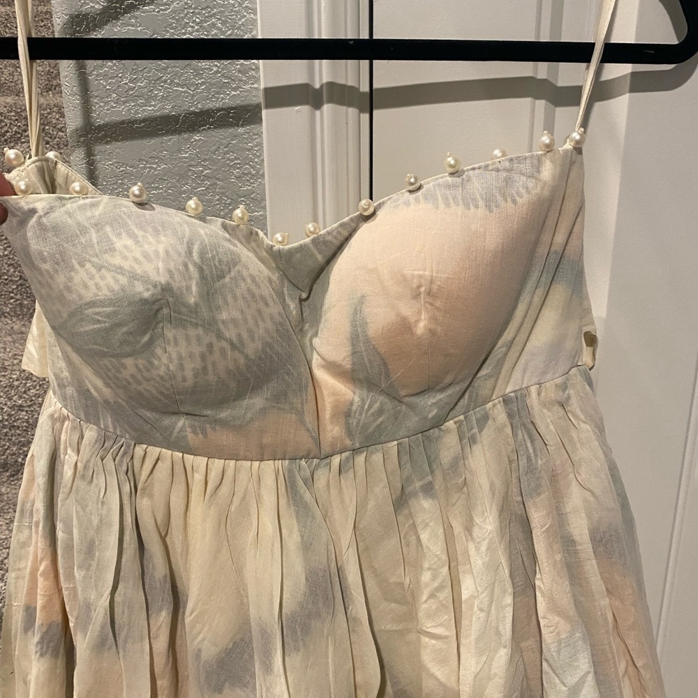 SHWETANGA IVORY COTTON STRAPLESS DRESS MILA - Picture 12 of 14